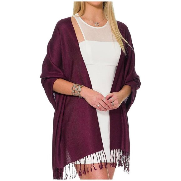 Pashmina Shawls and Wraps for Evening Dresses Maroon - Picture 1 of 7